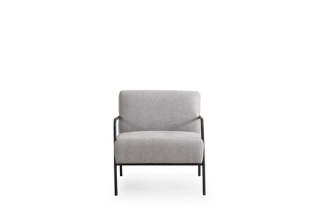 Moderne Fauteuil Eti Grijs Stof - Zwart Frame