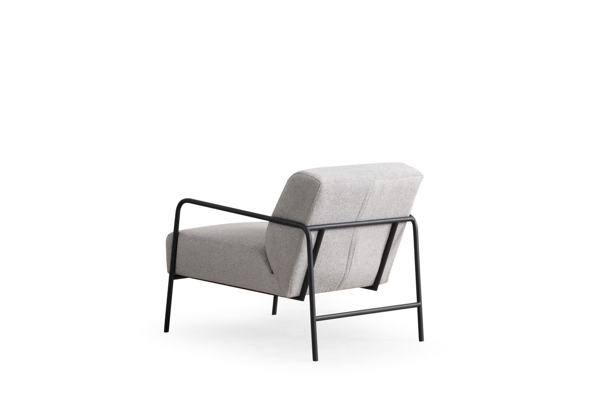 Moderne Fauteuil Eti Grijs Stof - Zwart Frame