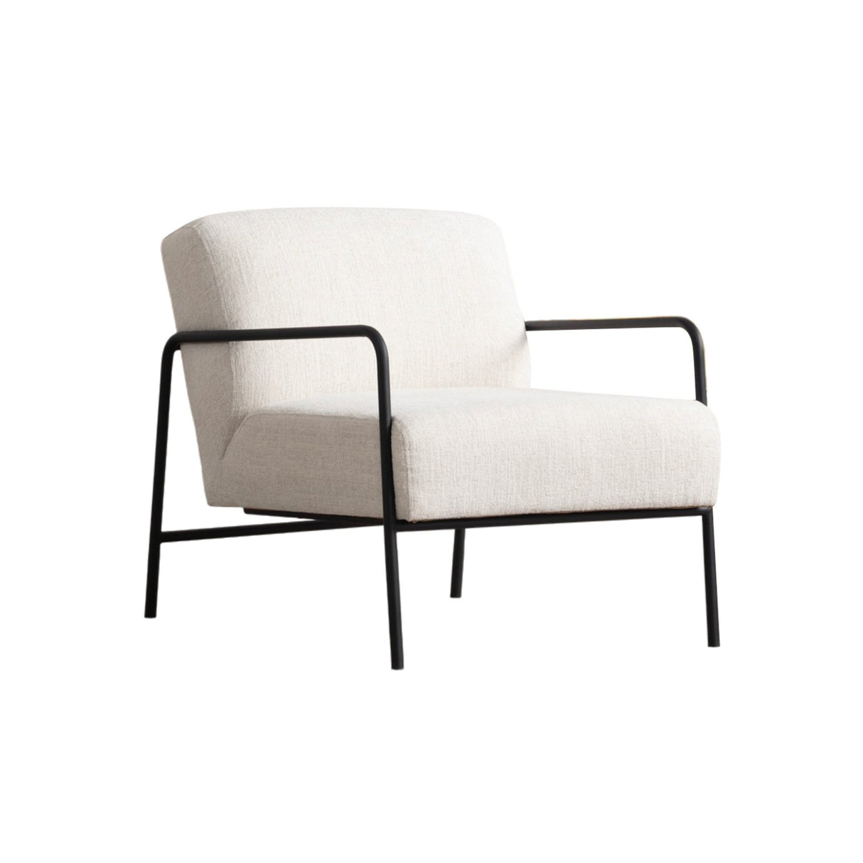 Moderne Fauteuil Eti Wit Stof - Zwart Frame