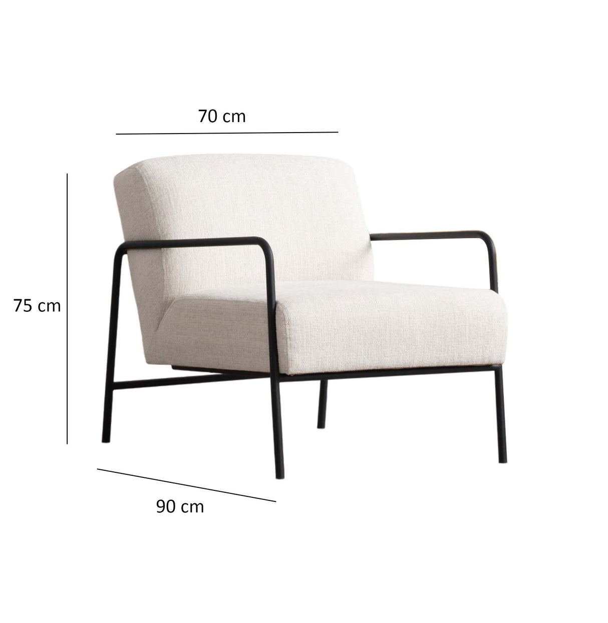 Moderne Fauteuil Eti Wit Stof - Zwart Frame