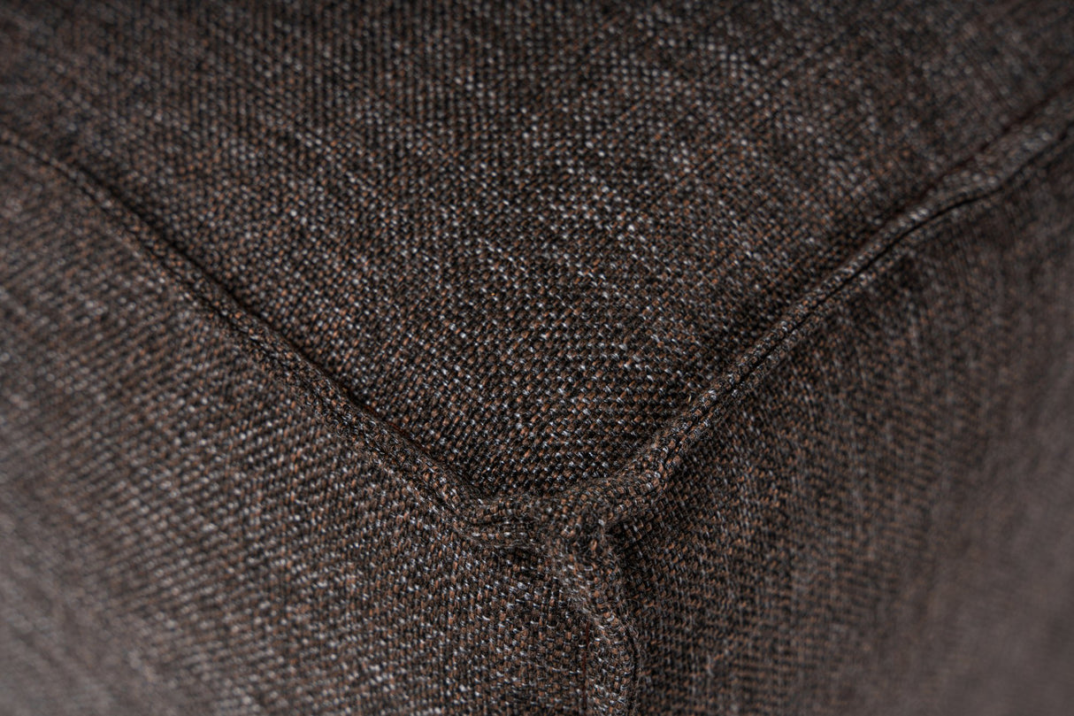 Modulaire hoekbank met losse hocker donker bruin linnen stof Fora