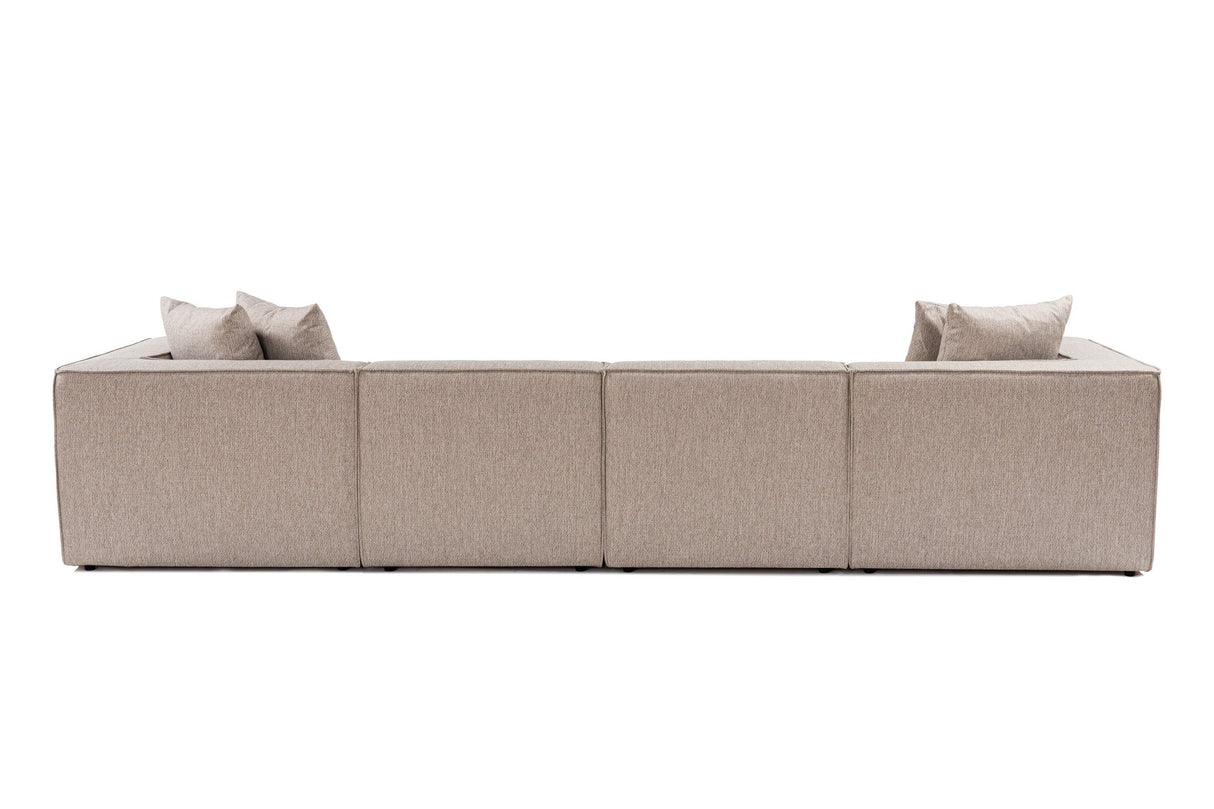 Modulaire XXL hoekbank beige linnen 430 cm breed Sora - rechts