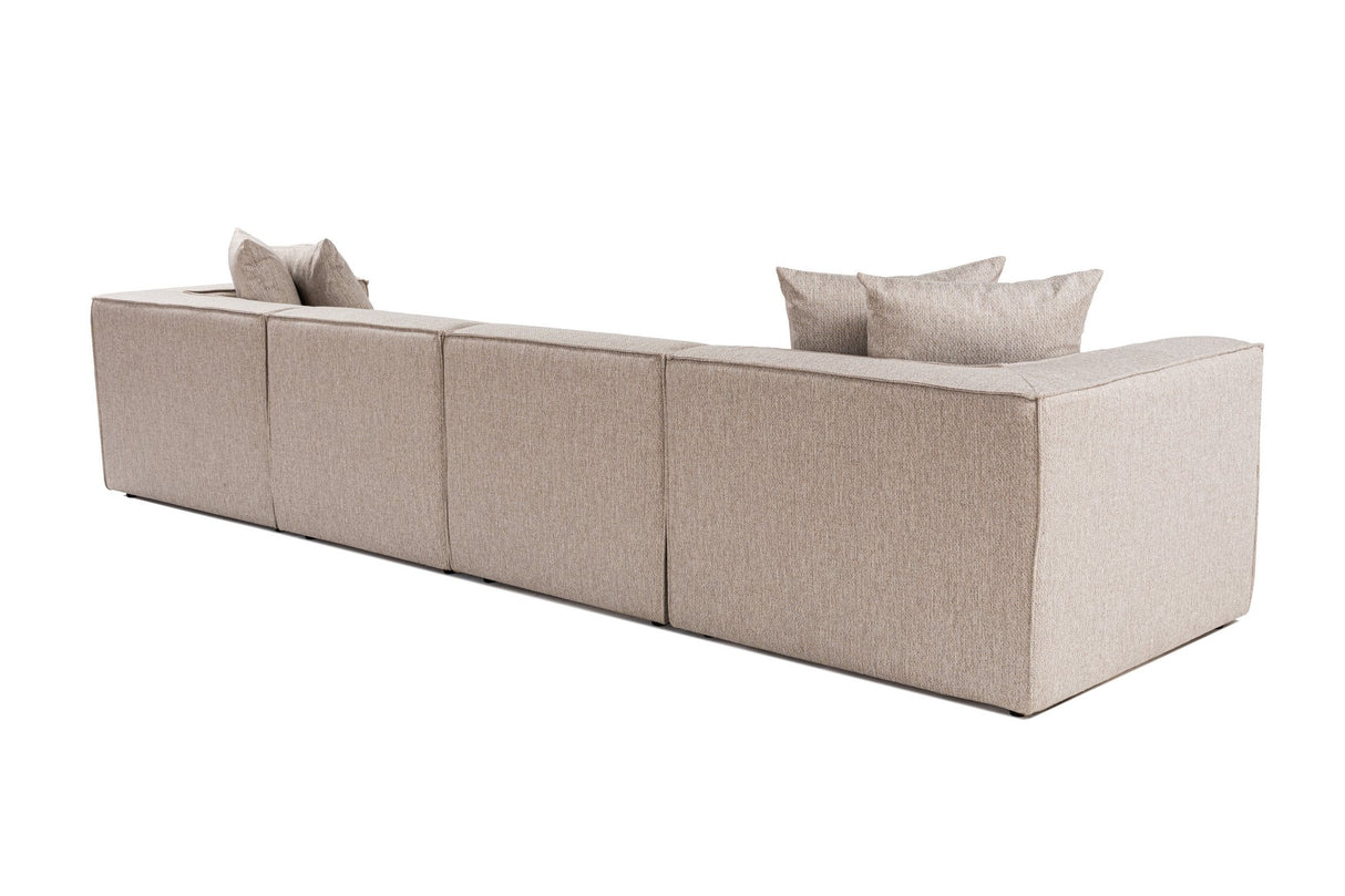 Modulaire XXL hoekbank beige linnen 430 cm breed Sora - rechts