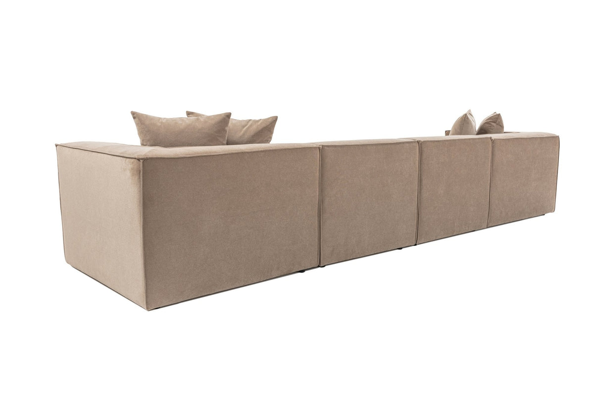 Banken - Modulaire XXL hoekbank cappucino linnen 430 cm Sora - Dimehouse