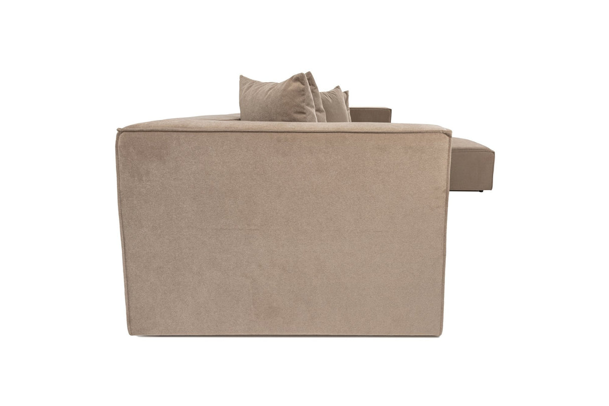 Modulaire XXL hoekbank cappucino linnen 430 cm Sora - rechts