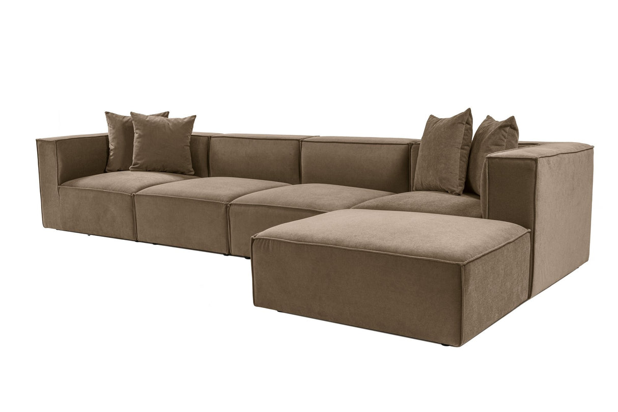Banken - Modulaire XXL hoekbank taupe linnen 430 cm breed Sora - Dimehouse