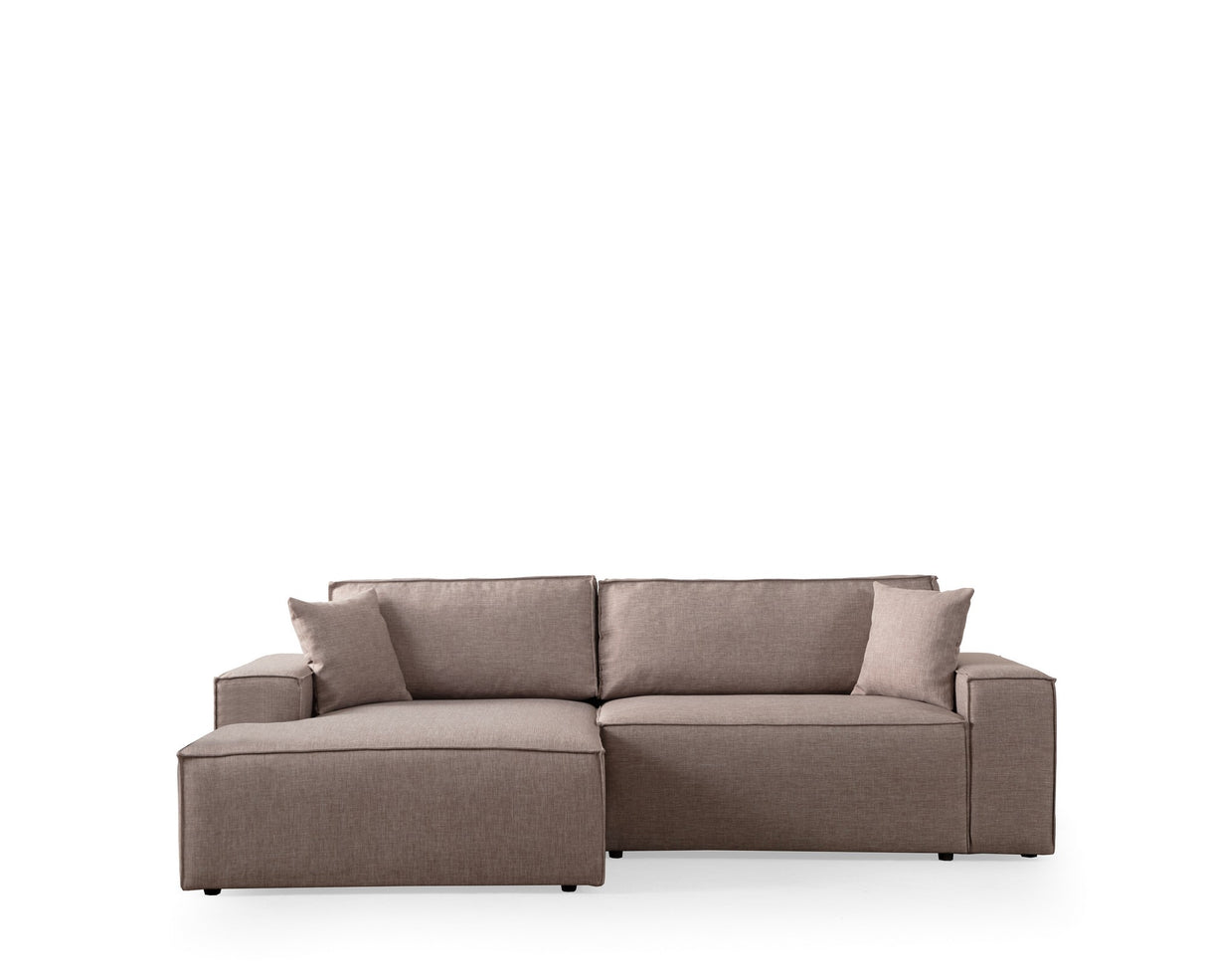 Slaapbank Taupe stof - met opbergruimte - Links - 260 x 170 cm - Pirlo