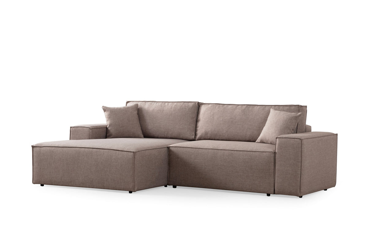 Slaapbank Taupe stof - met opbergruimte - Links - 260 x 170 cm - Pirlo