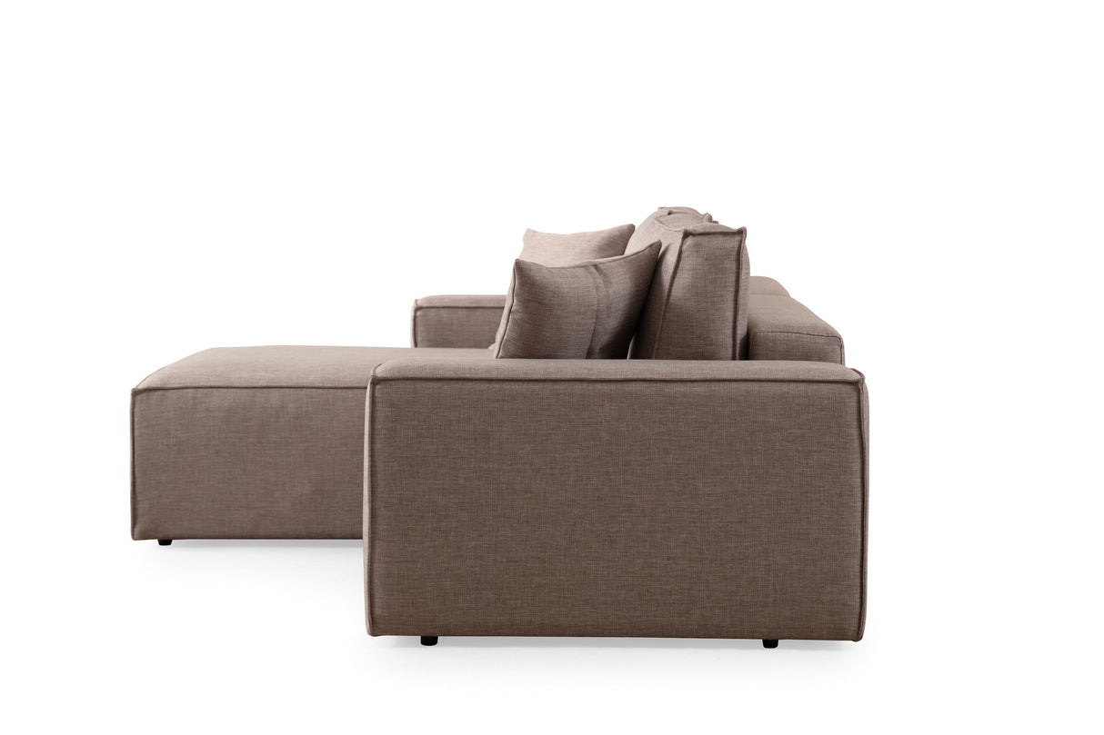 Slaapbank Taupe stof - met opbergruimte - Links - 260 x 170 cm - Pirlo