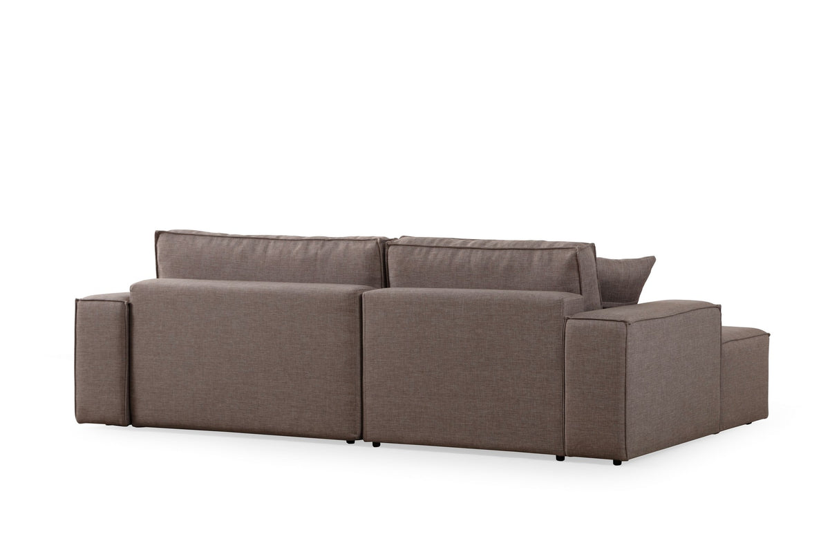 Slaapbank Taupe stof - met opbergruimte - Links - 260 x 170 cm - Pirlo