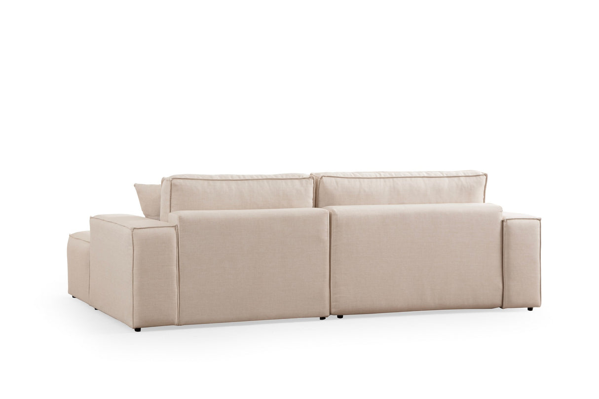 Slaapbank Beige stof - met opbergruimte - Rechts - 260 x 170 cm - Pirlo