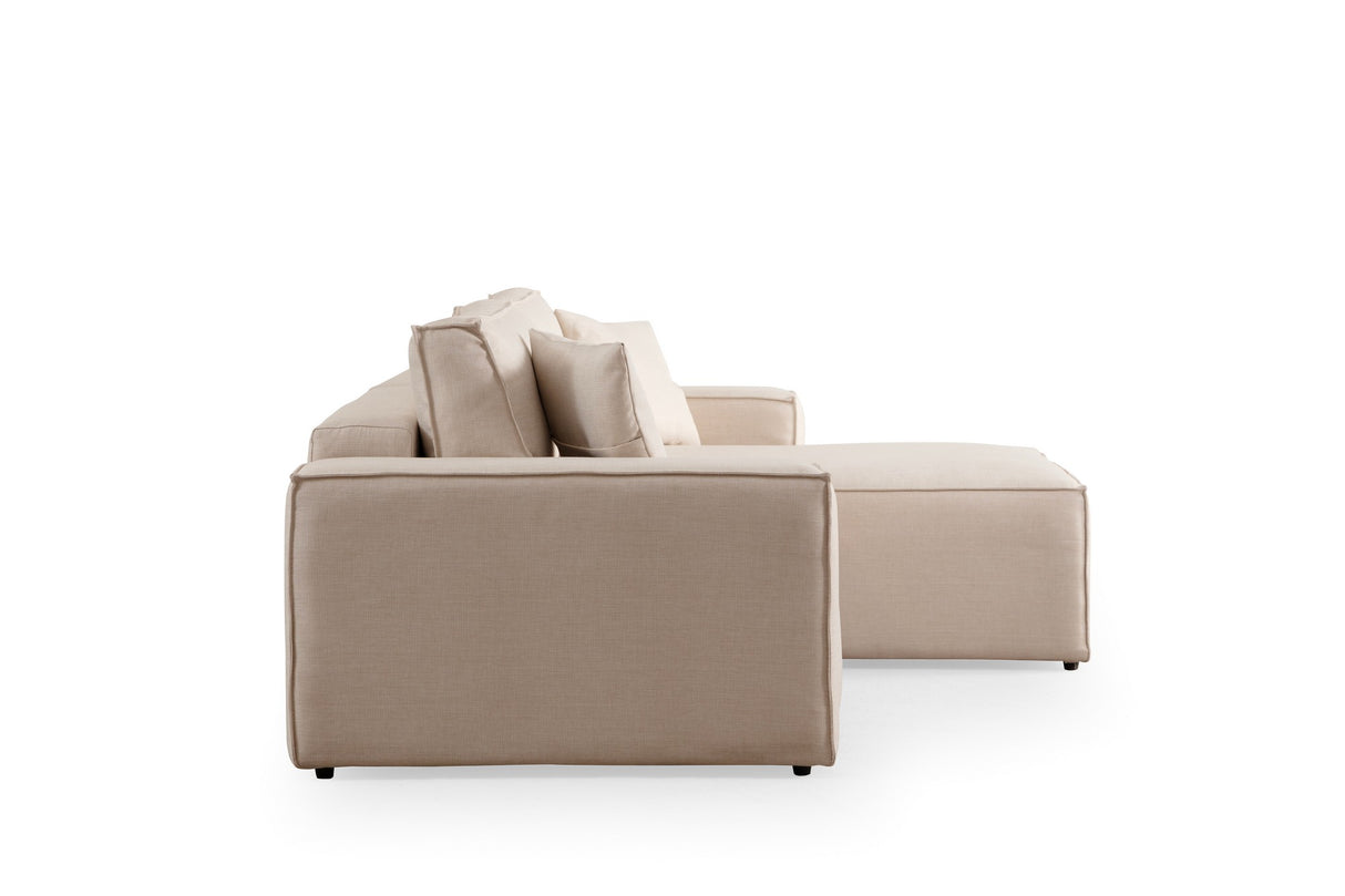 Slaapbank Beige stof - met opbergruimte - Rechts - 260 x 170 cm - Pirlo