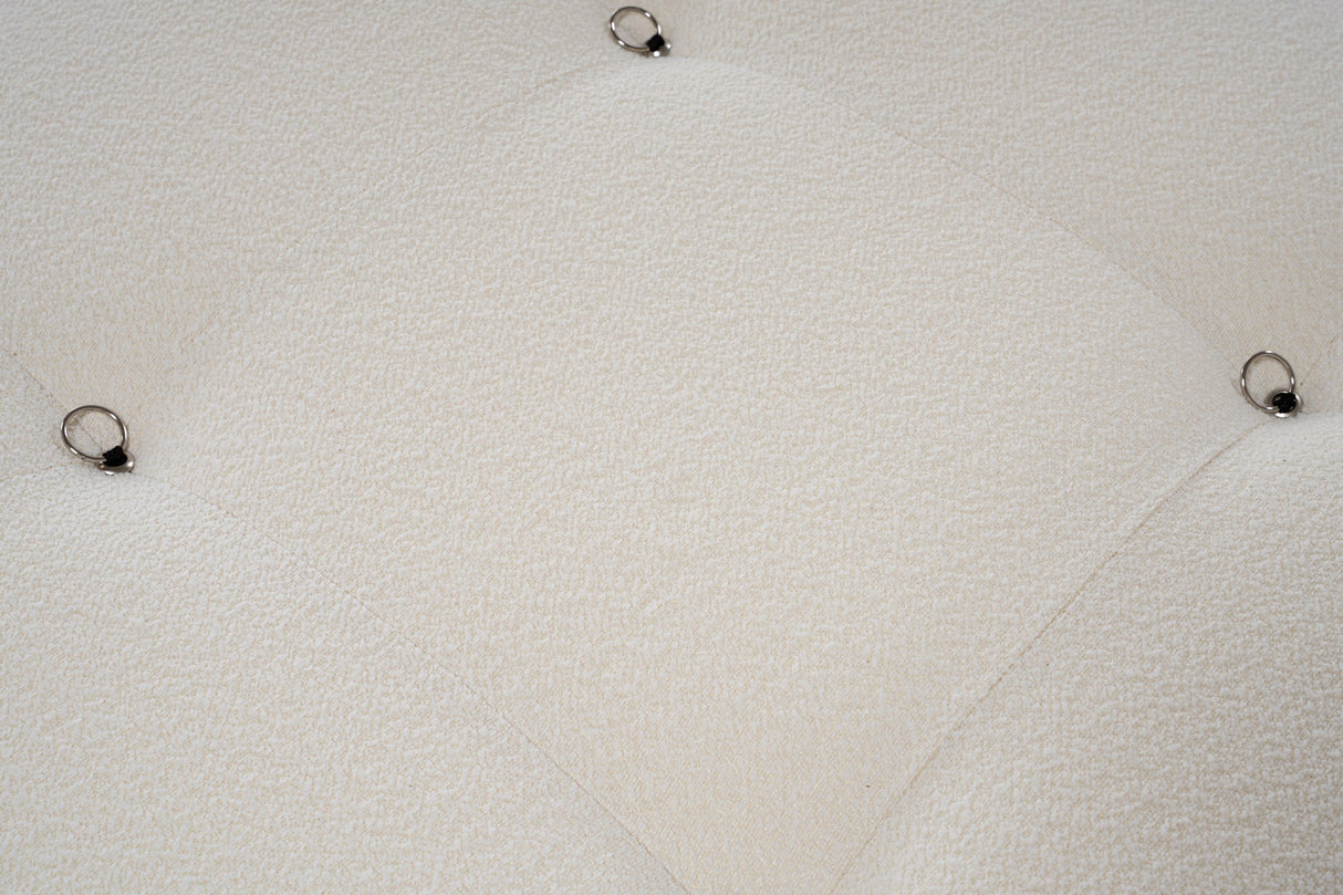 Modulaire XXL hoekbank Bubble met hocker - bouclé wit