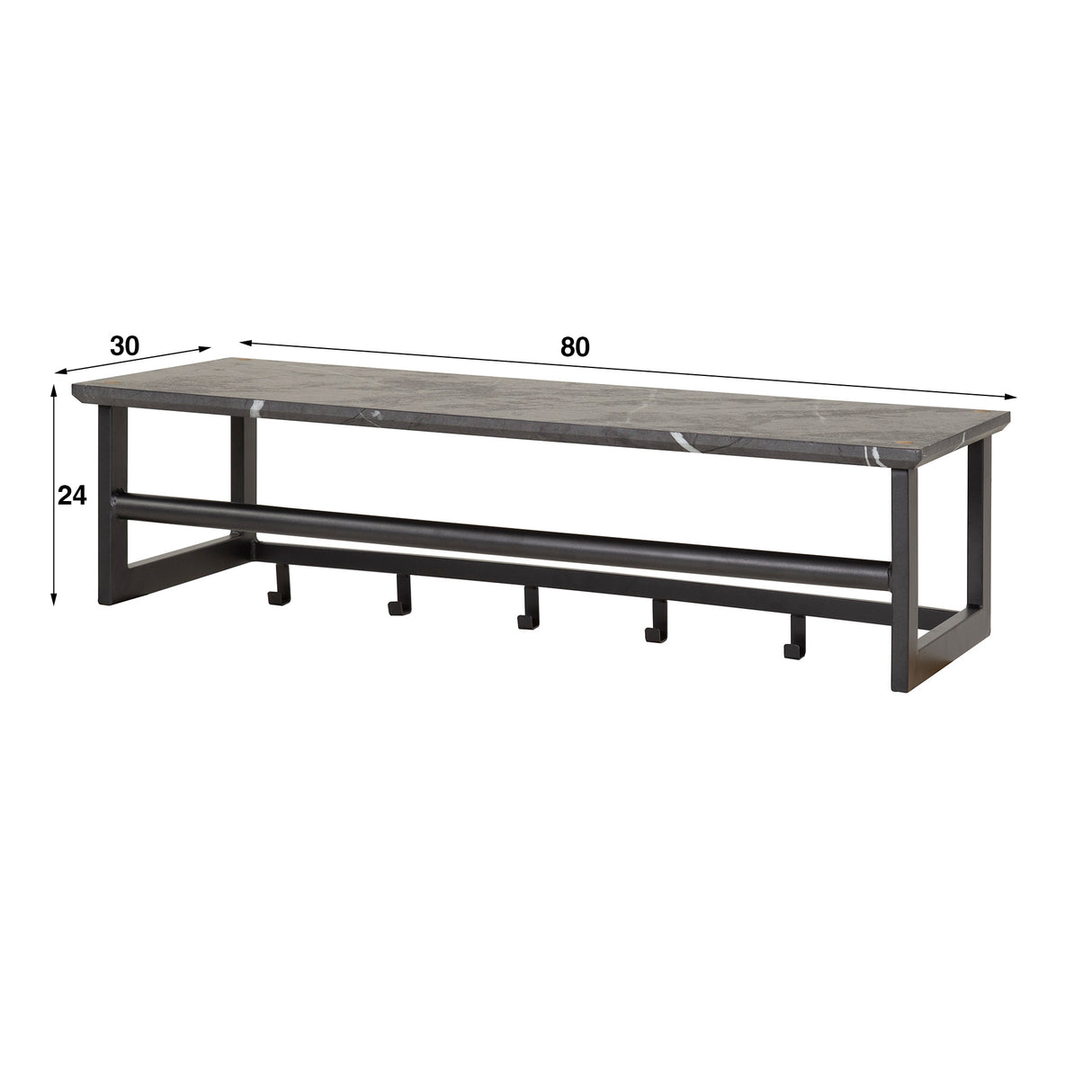 Kapstok Kris 6-Haaks Zwart - Met Roede