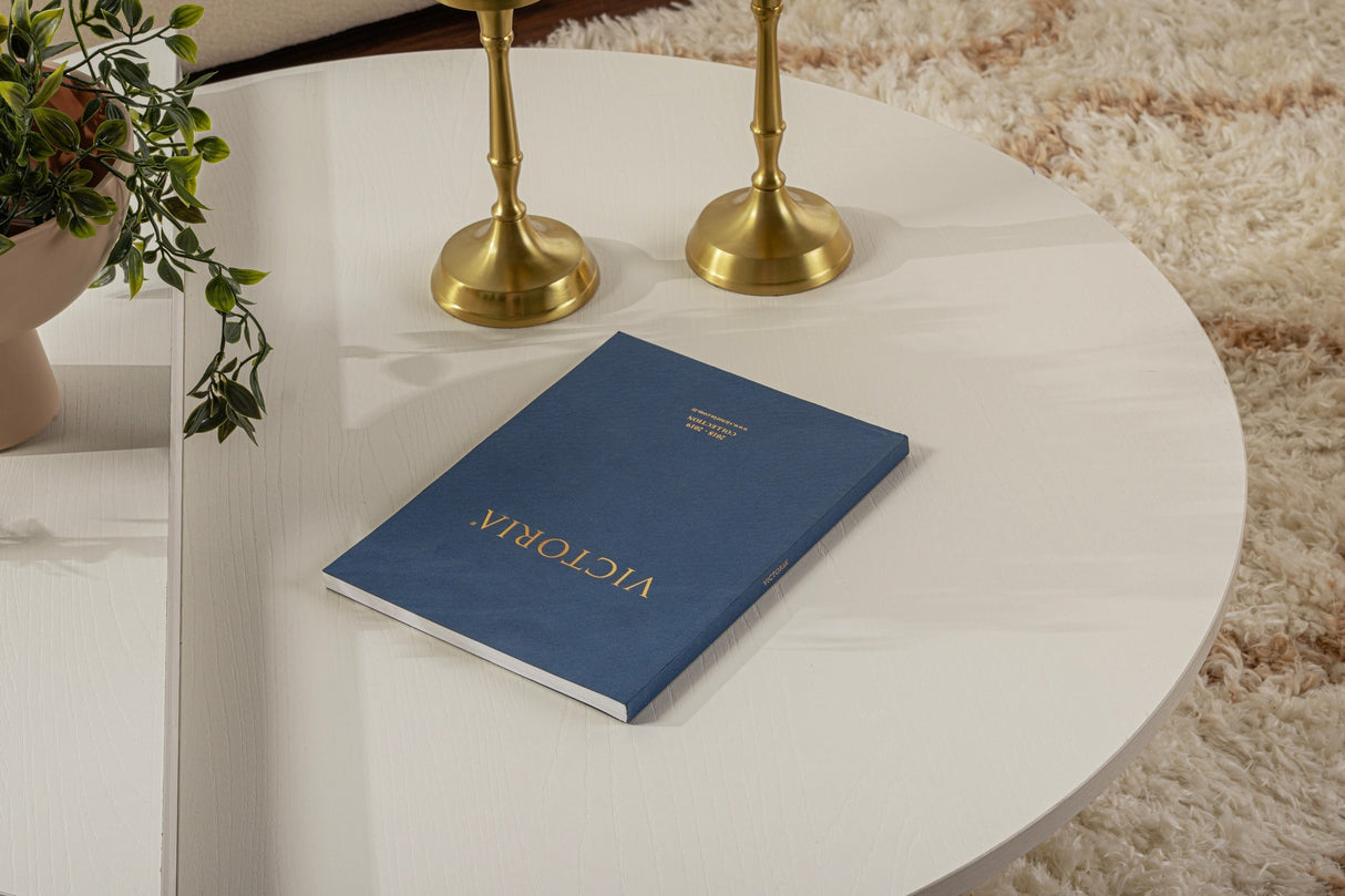 Ronde Salontafel Wood Wit 85 cm Houtlook Melamine Orin