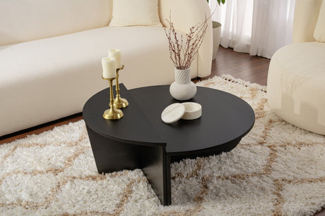 Ronde Salontafel Zwart Getrapt Melamine 85 cm Orin