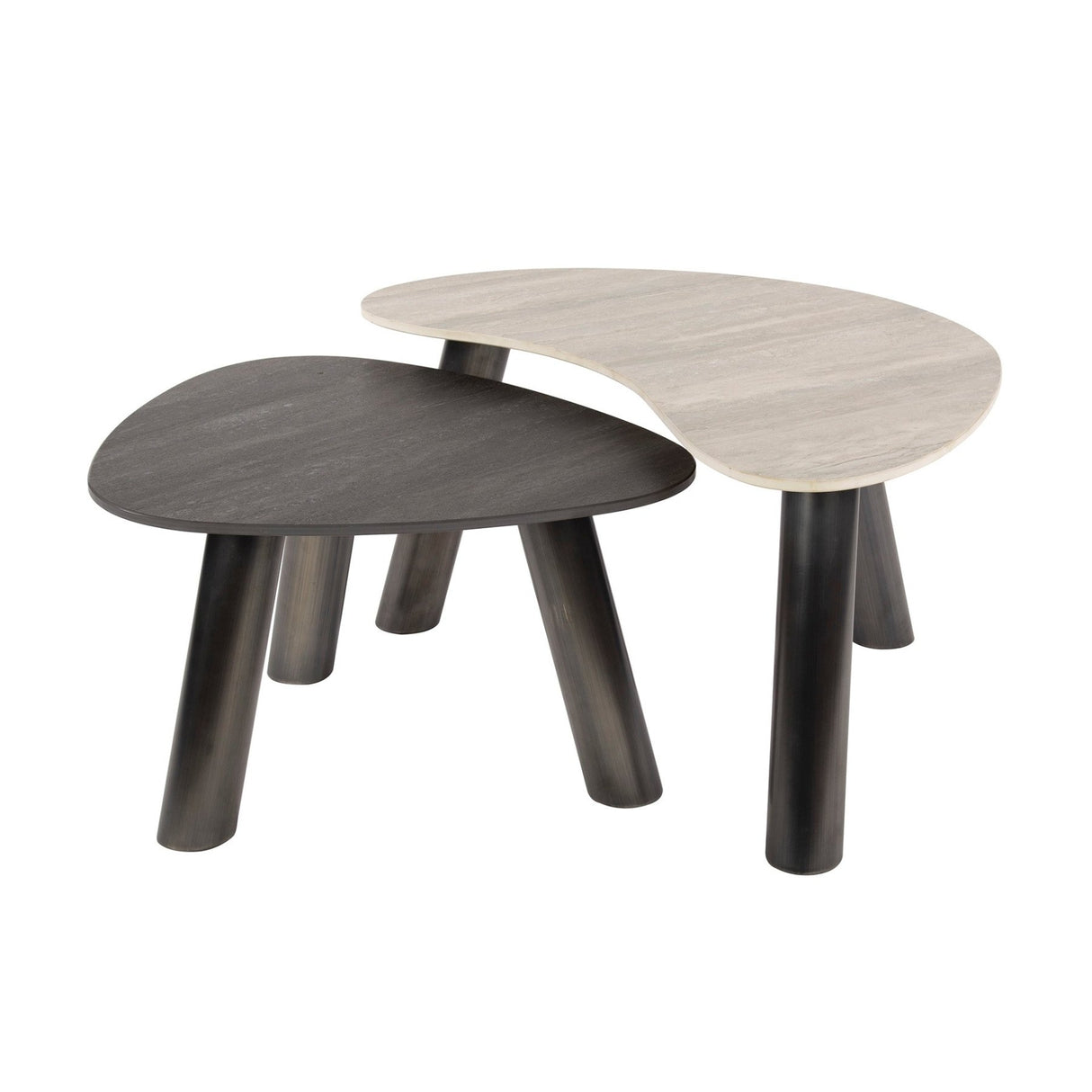 Moderne Faro Salontafel set van 2 Organisch Keramik Travertin