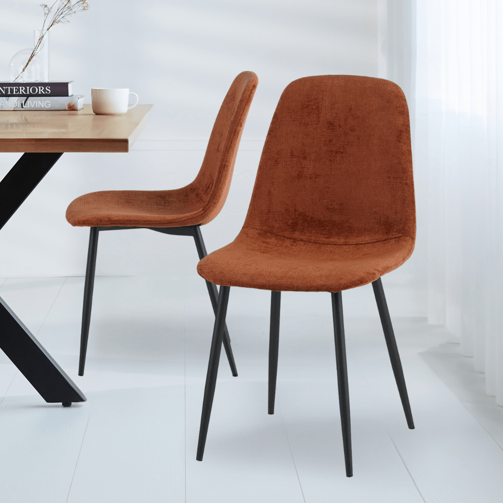 Set van 4 Scandinavische Eetkamerstoelen Terra Chenille Stof Swift - Zonder Armleuningen