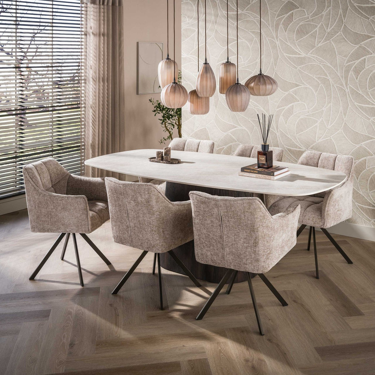 Hanglamp 7-lichts bruin frosted glas Arda