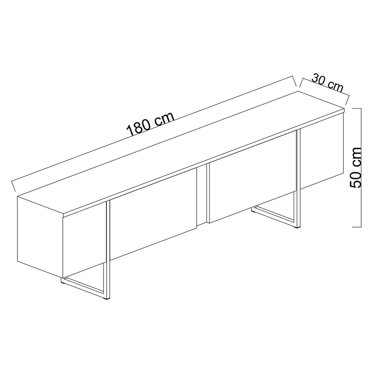 TV Meubels - TV Meubel Luxe Wit Zwart Melamine 180x50x30 cm - Dimehouse