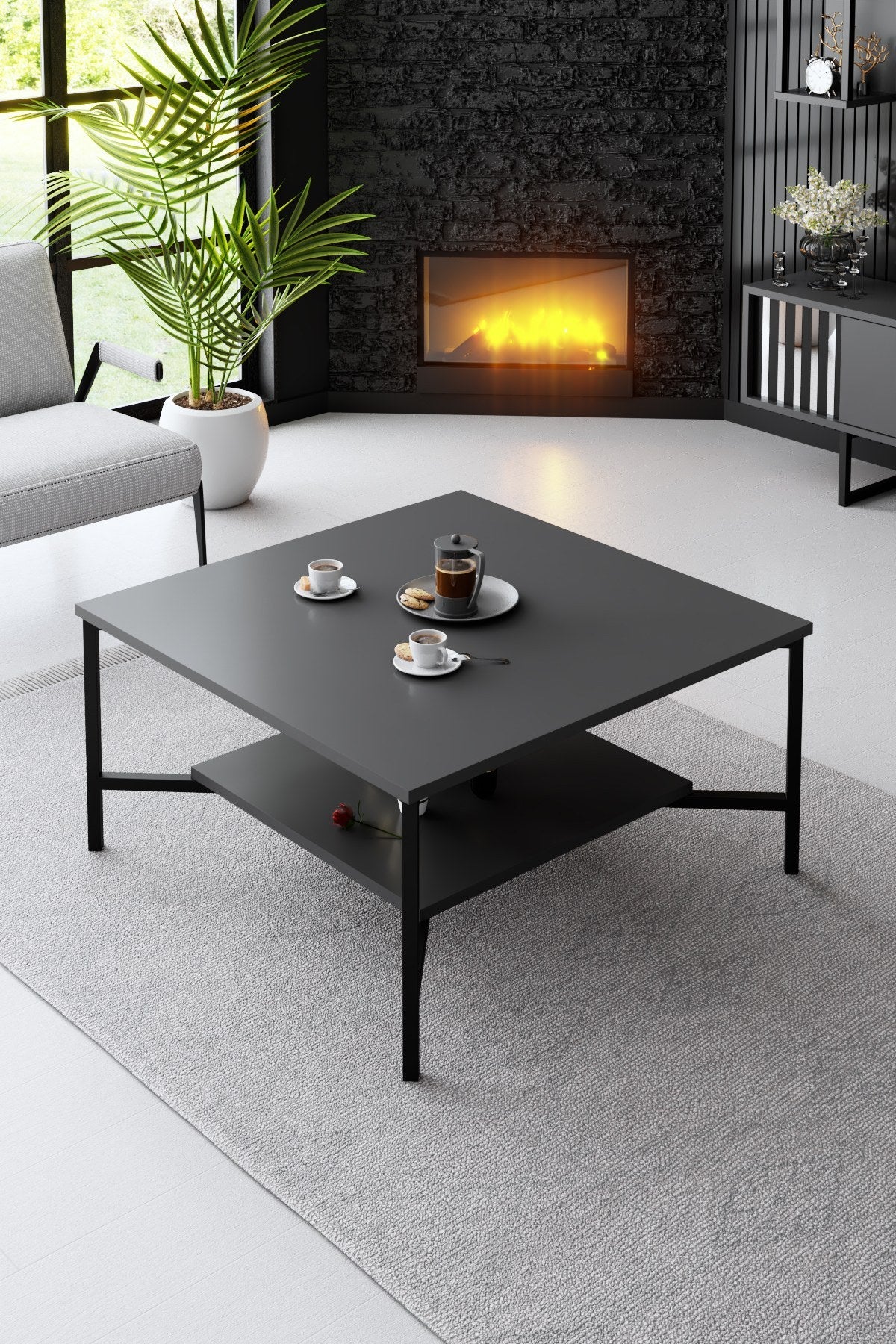 Meubelset Antraciet-Zwart - Black Line - Salontafel + TV Meubel