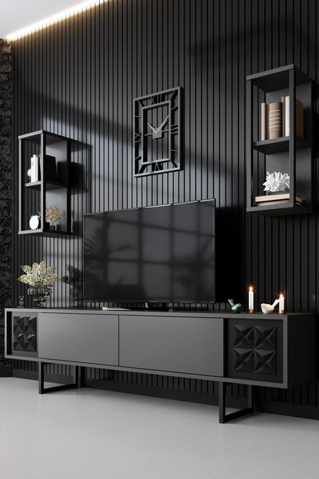Meubelset Antraciet-Zwart - Black Line - Salontafel + TV Meubel