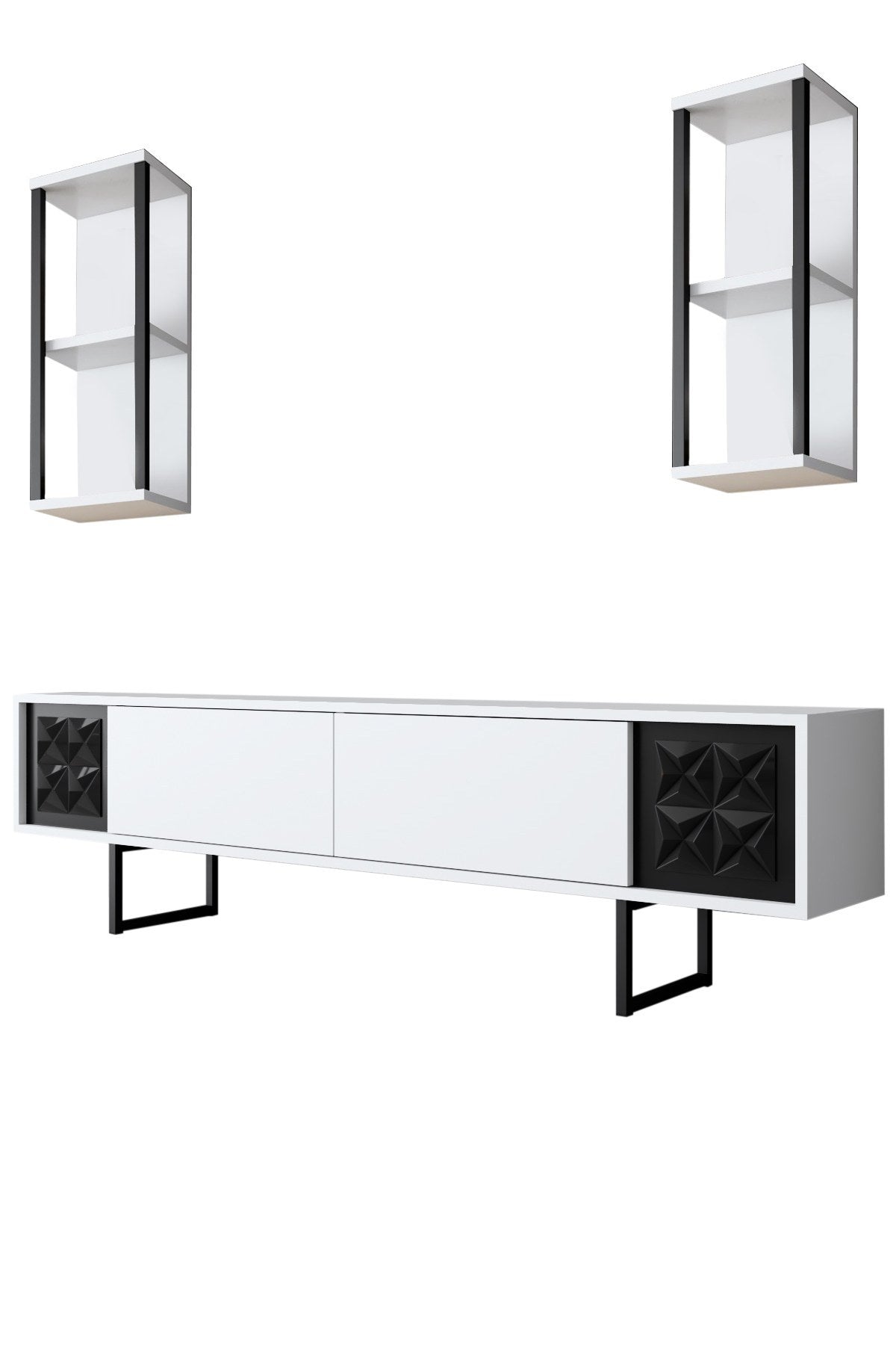 Meubelset Wit-Zwart - Black Line - Salontafel + TV Meubel