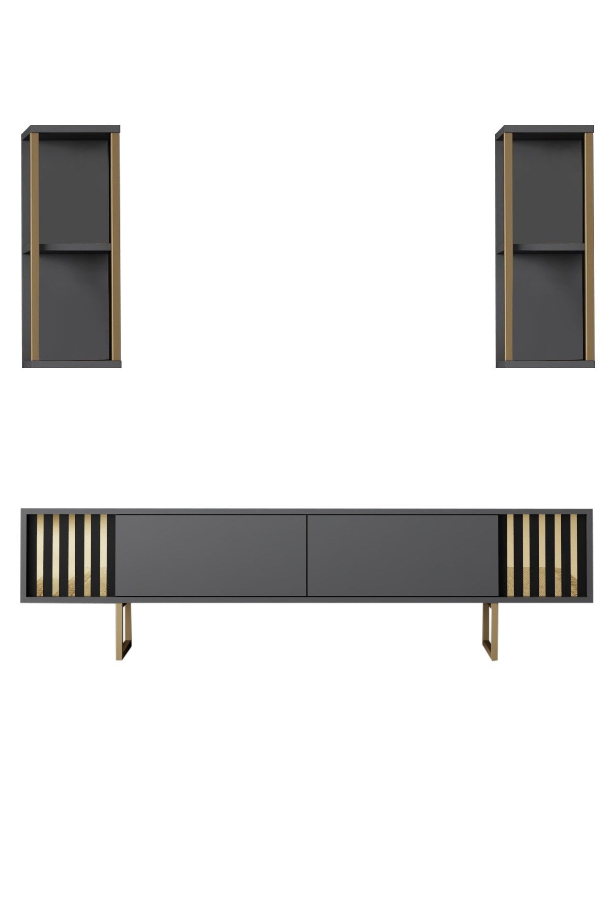Meubelset Antraciet-Goud - Gold Line - Salontafel + TV Meubel