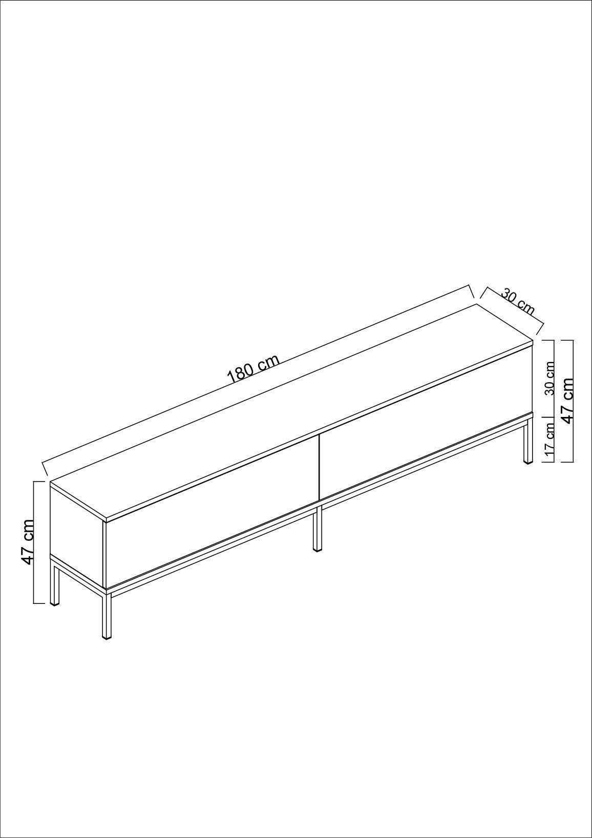 TV Meubels - TV Meubel Lord Antraciet Zwart Melamine 180x47x30 cm - Dimehouse