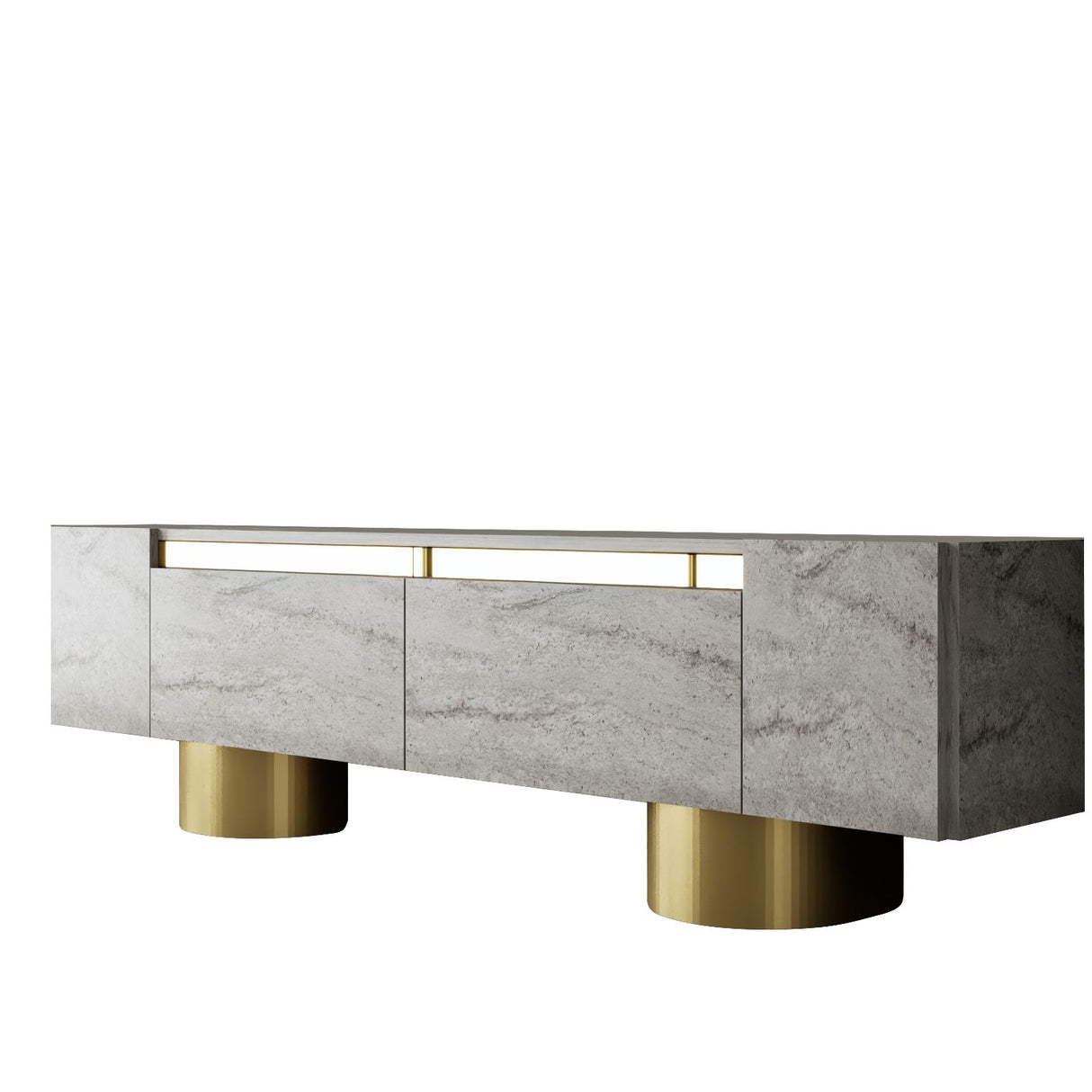 TV Meubel Travertijn Bohem 180x50x30 - Gouden Frame