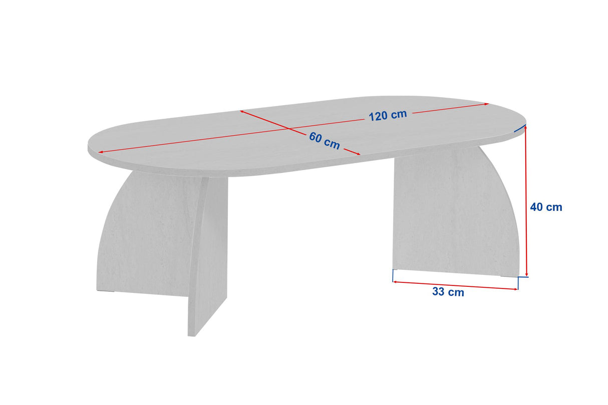 Melina salontafel ovaal in houtzwart 120 cm Melamine gecoat houtcomposiet