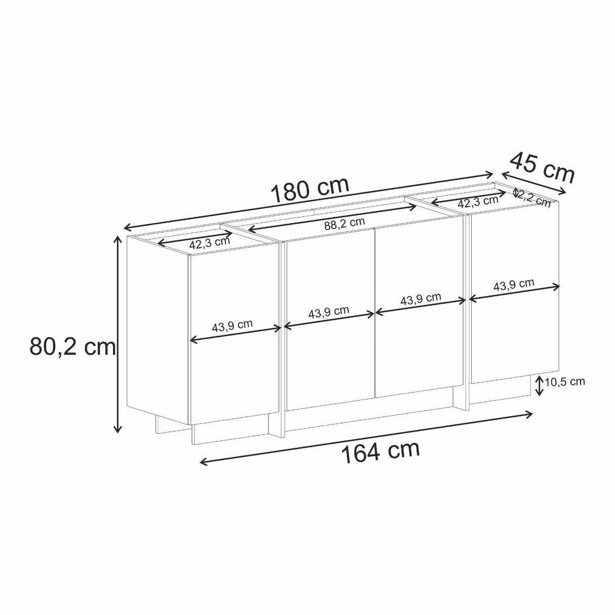 Dorma wandtafel in Milano walnoot 180 cm Met melamine gecoat houtcomposiet