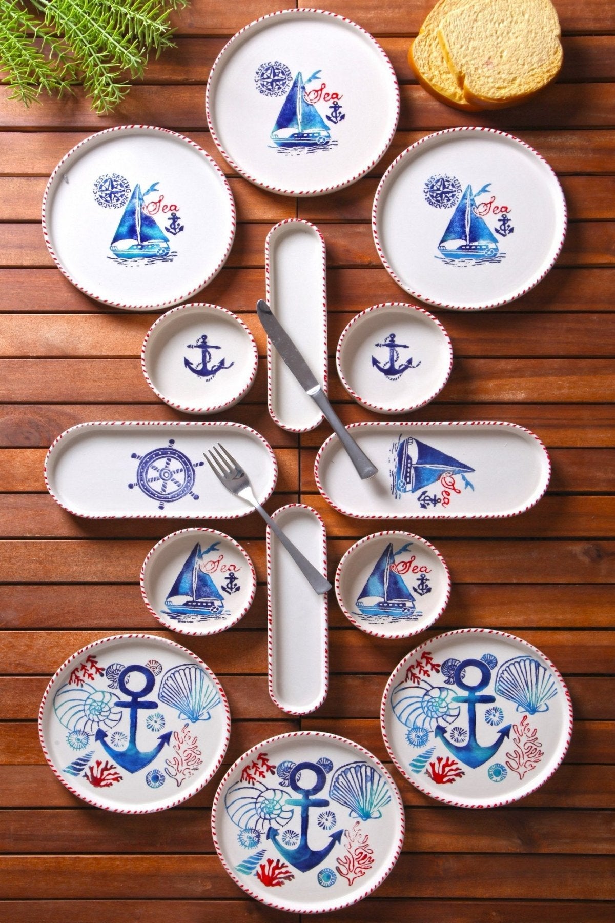 KAHSER14-MARINE White Blue Red 100% CERAMIC 6 cm breed