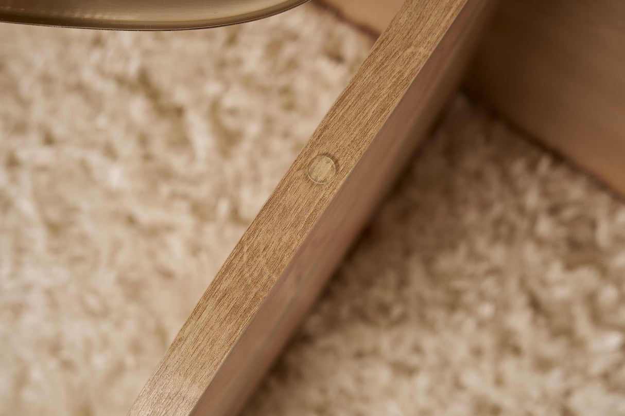 Salontafel Aris Rond 75 cm Glas - Melamine Eikenhout