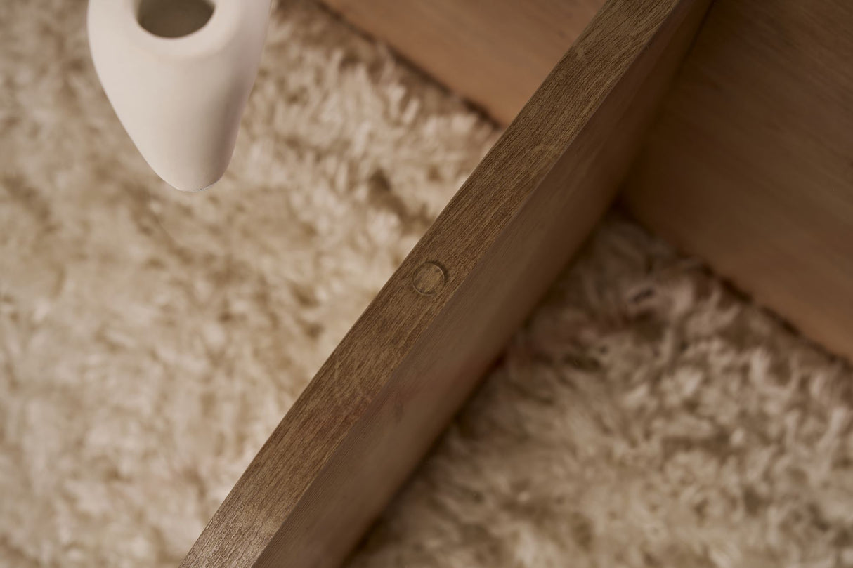 Salontafel Aris Rond 75 cm Getint Glas - Melamine Eikenhout