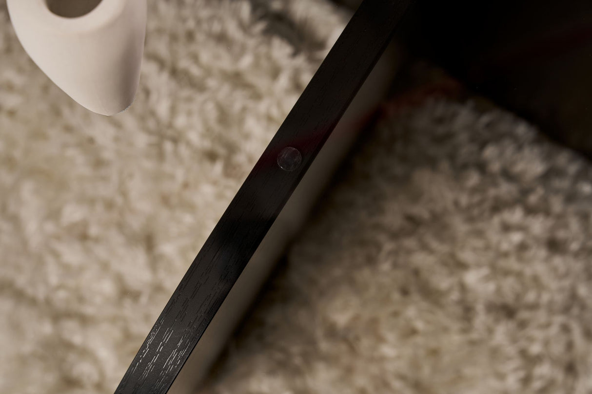 Ronde salontafel Aris zwart melamine en rookglas 75 cm