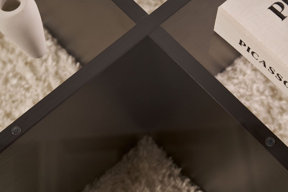 Salontafel Aris Rond 75 cm Glas - Zwart Onderstel