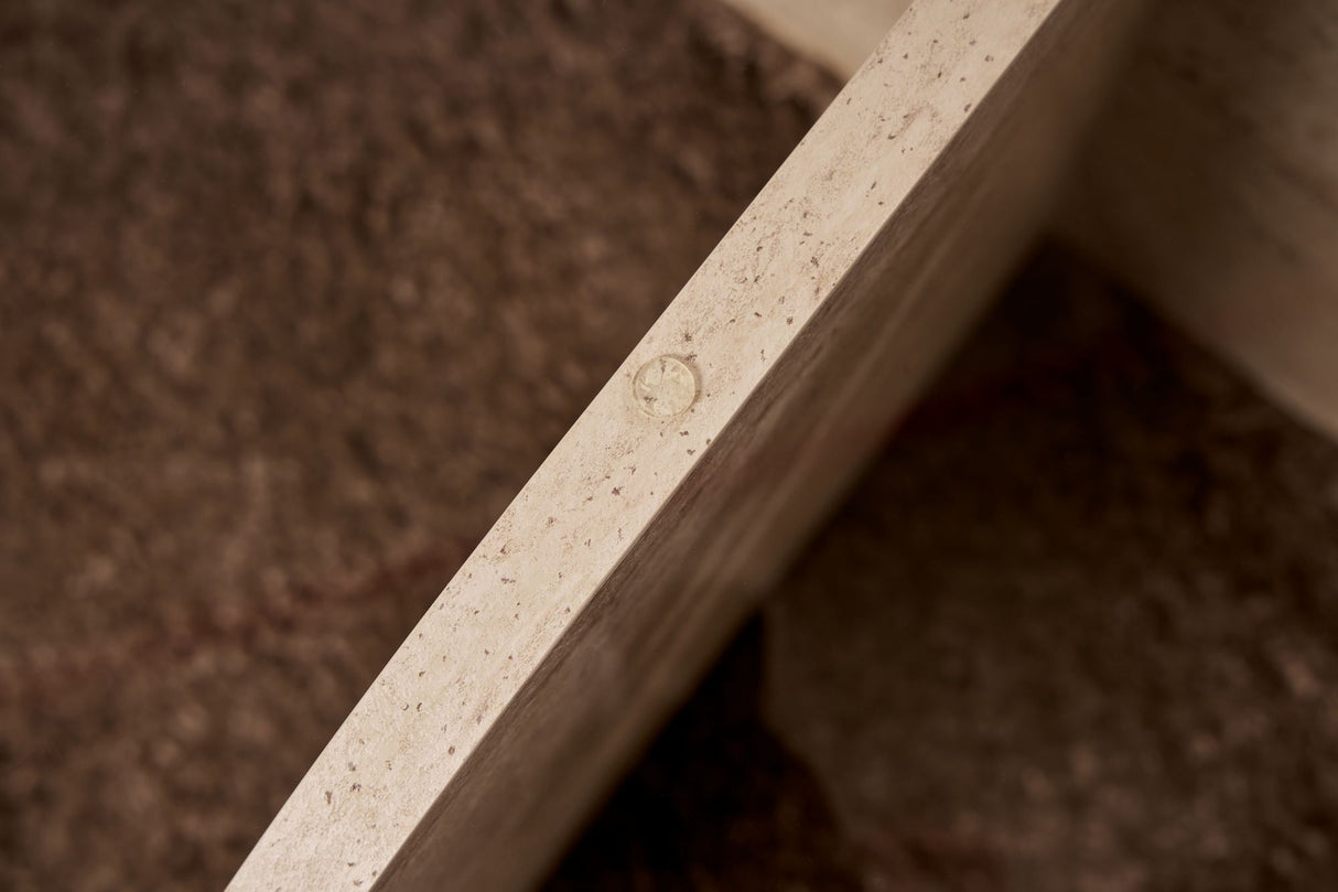 Ronde salontafel Aris travertin melamine en transparant glas 75 cm