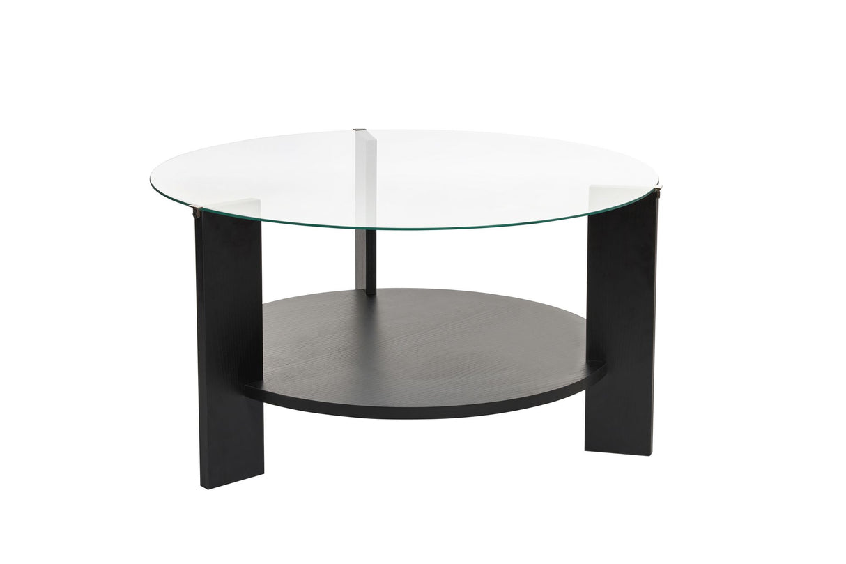 Ronde salontafel zwart melamine transparant glas Ø75 cm - Cairo