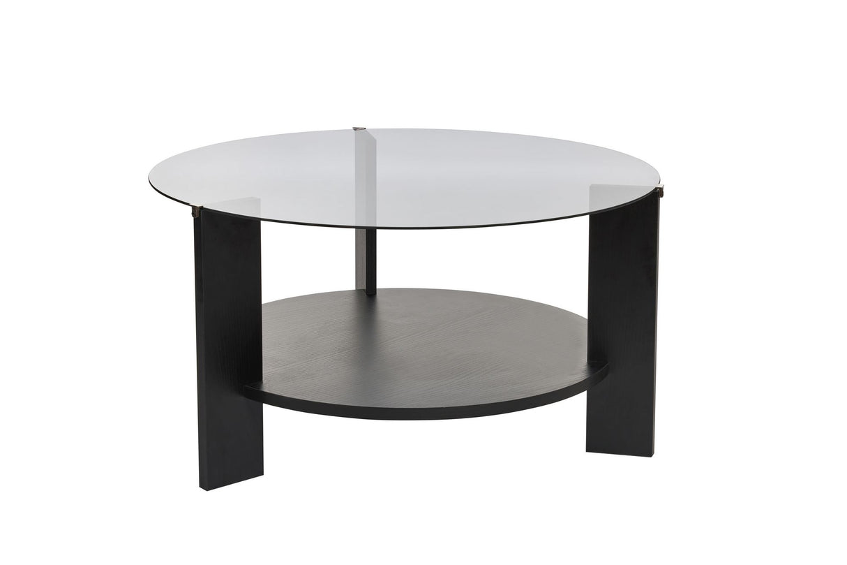 Ronde salontafel zwart melamine rookglas Ø75 cm - Cairo