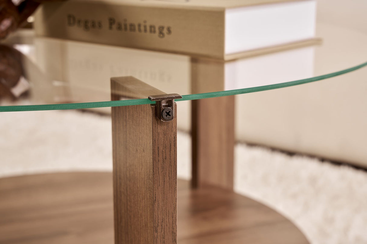 Cairo Salontafel Rond Ø75 cm Walnoot - Glas 75x75x40 cm