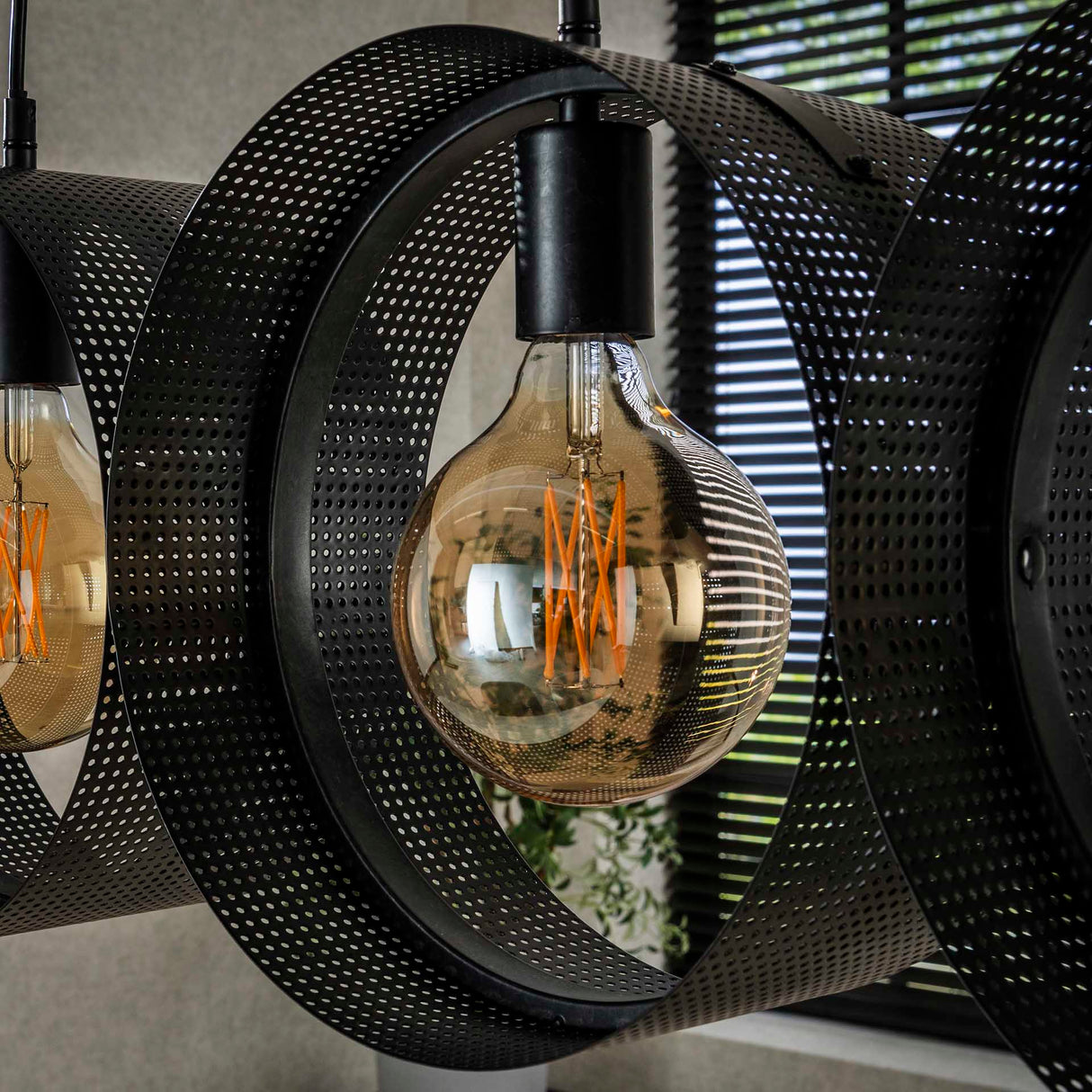 Hanglamp Fons 4-lichts ringen metaal zwart