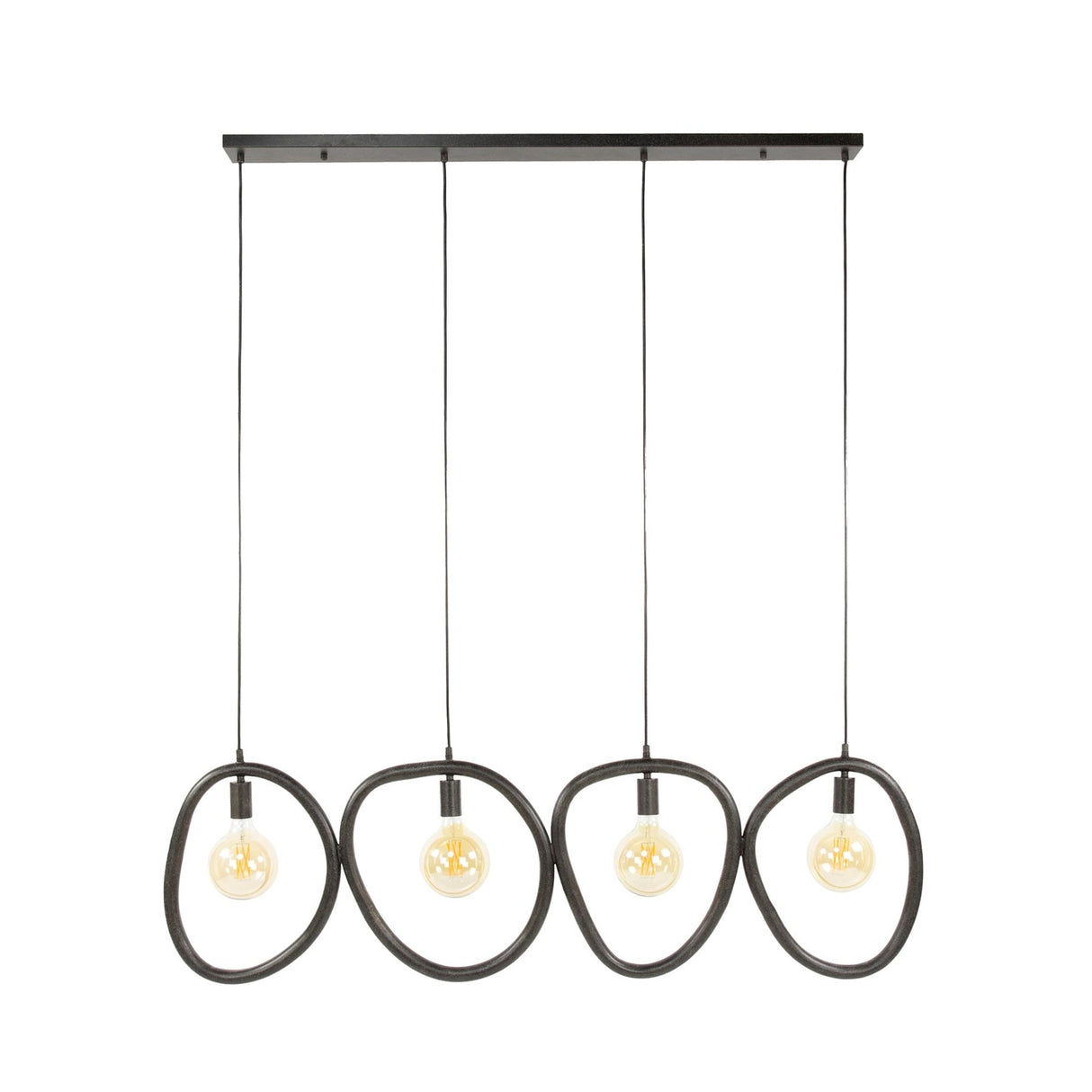 Hanglamp Nova 4-lichts Zwart Metaal 140 cm
