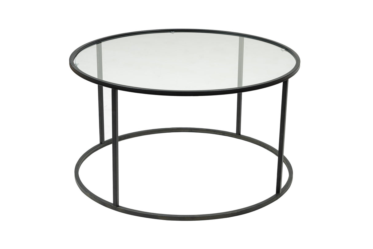 Salontafel Glas Rond 80 cm Barlin - Zwart Frame