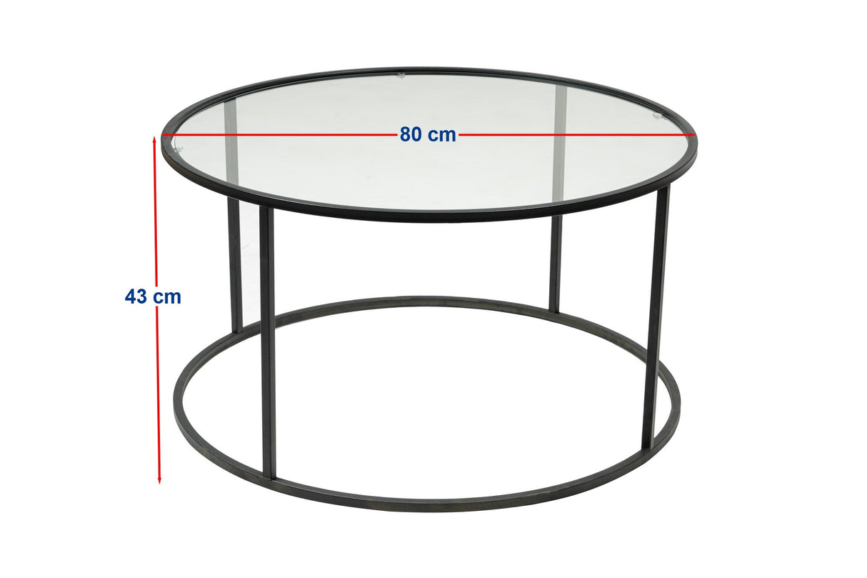 Salontafel Glas Rond 80 cm Barlin - Zwart Frame