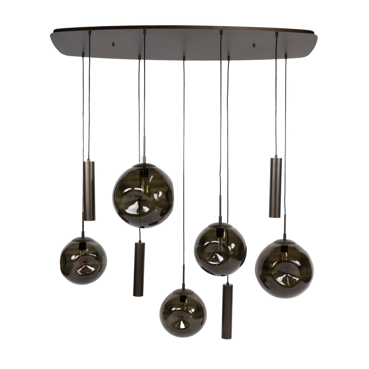 Hanglamp Stellar in sienna bruin met 9 lichtpunten
