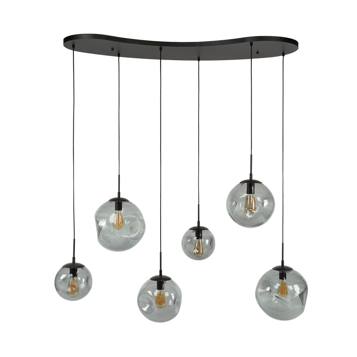Industriële Hanglamp Nova Zwart 6-lichts Balk 135 cm