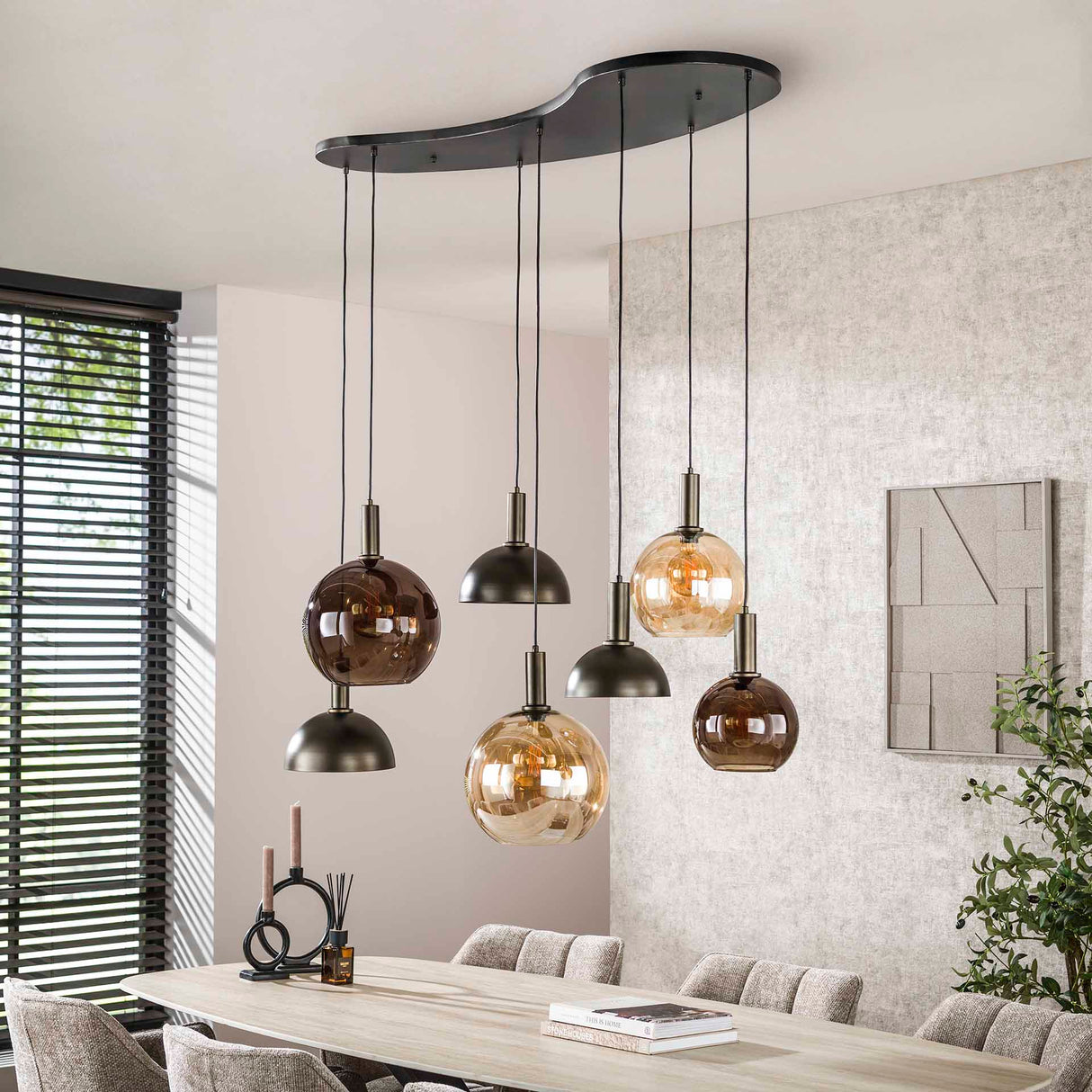Cluster Hanglamp Sienna 7-lichts Bruin