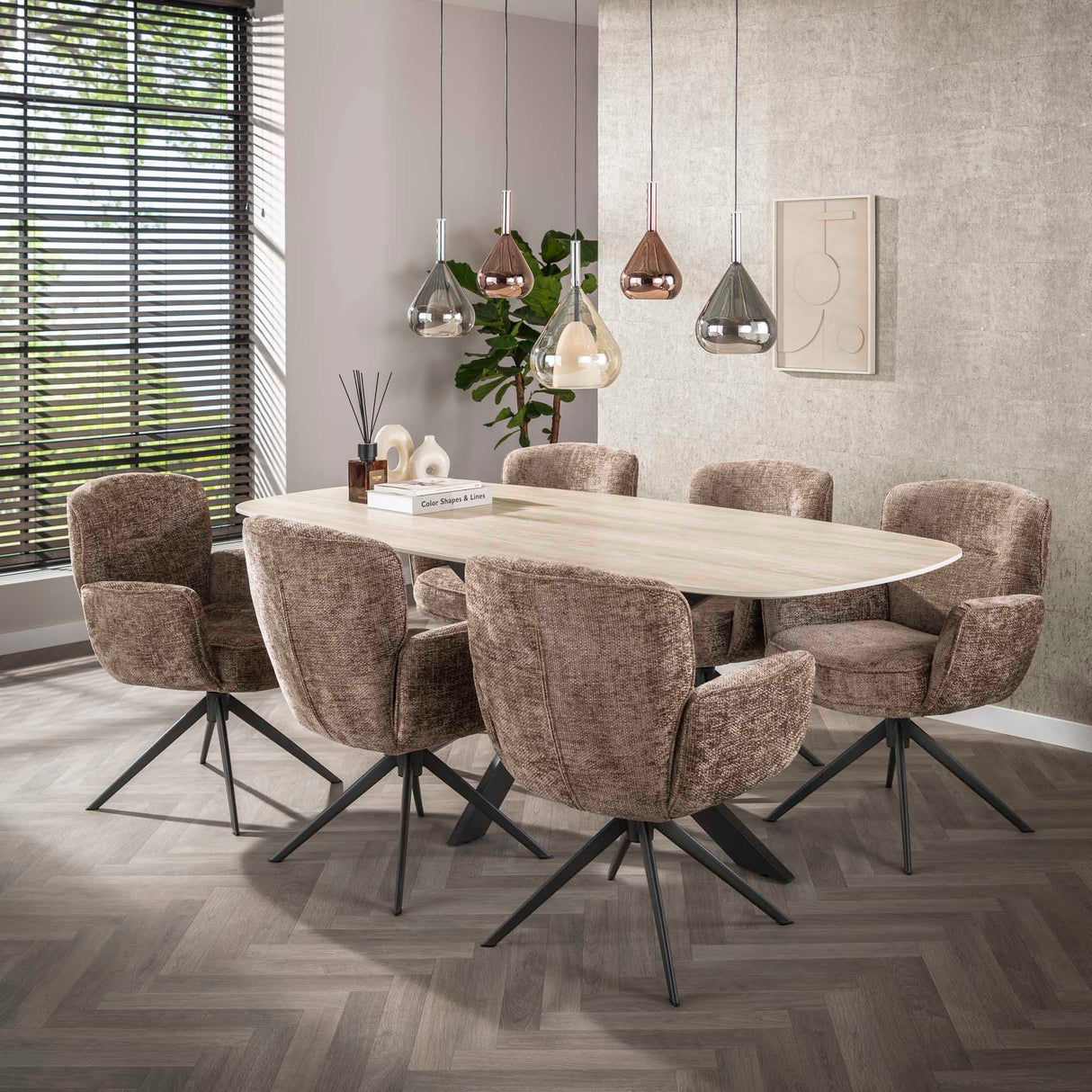 Moderne Hanglamp Noxen 5-lichts Gekleurd Glas