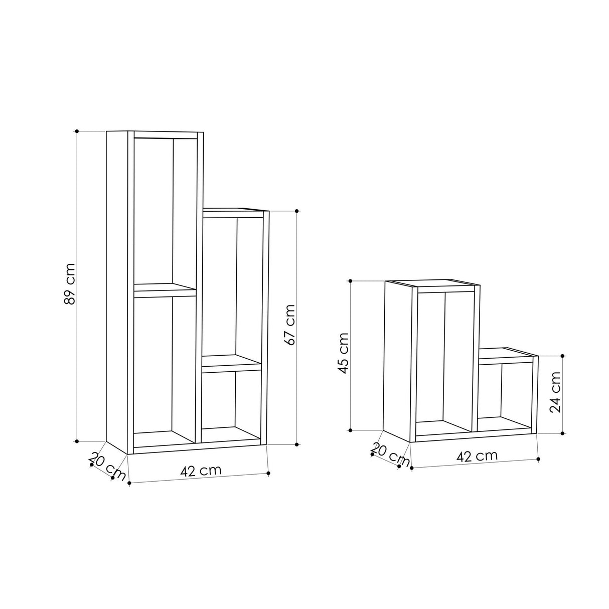 Boekenkasten - Modulaire vakkenkast eiken melamine Sule 42x89x20 cm - Dimehouse